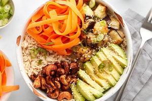 Miso Aubergine Buddha Bowl With Tamari Nuts