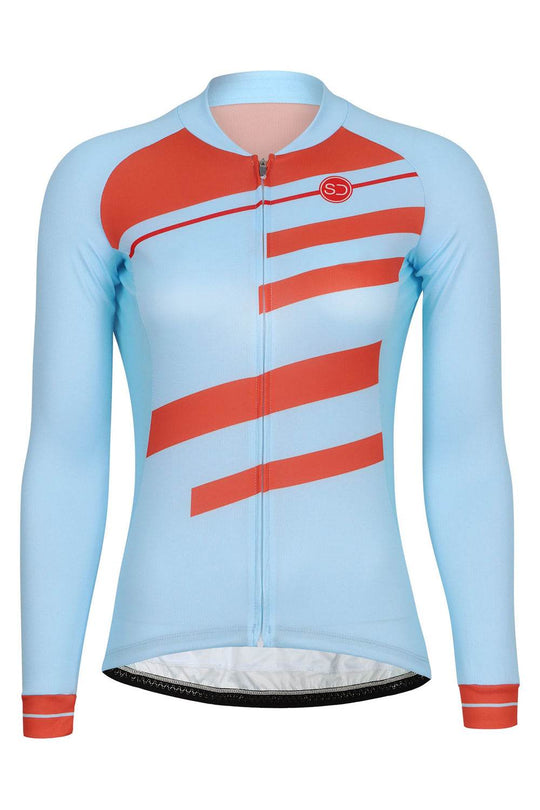 Sundried Ecrins Women's Long Sleeve Cycle Jersey Long Sleeve Jersey L Blue SD0444 L Blue Activewear