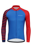 Sundried Spots and Stripes Men's Long Sleeve Cycle Jersey Long Sleeve Jersey XS Blue SD0481 XS BlueStripe Activewear