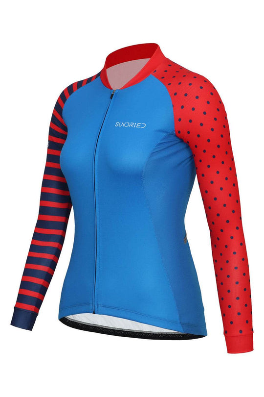 Sundried Spots and Stripes Women's Long Sleeve Cycle Jersey Long Sleeve Jersey Activewear