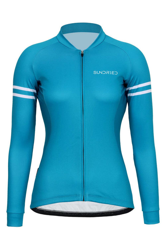 Sundried Turquoise Women's Long Sleeve Cycle Jersey Long Sleeve Jersey L Turquoise SD0484 L Turquoise Activewear