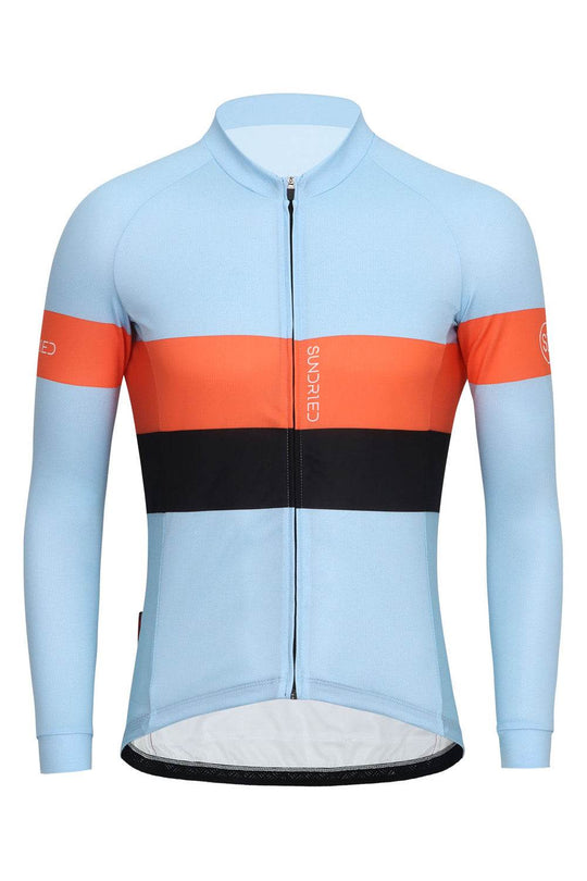 Sundried Sky Stripe Men's Long Sleeve Cycle Jersey Long Sleeve Jersey L Blue SD0487 L Sky Activewear