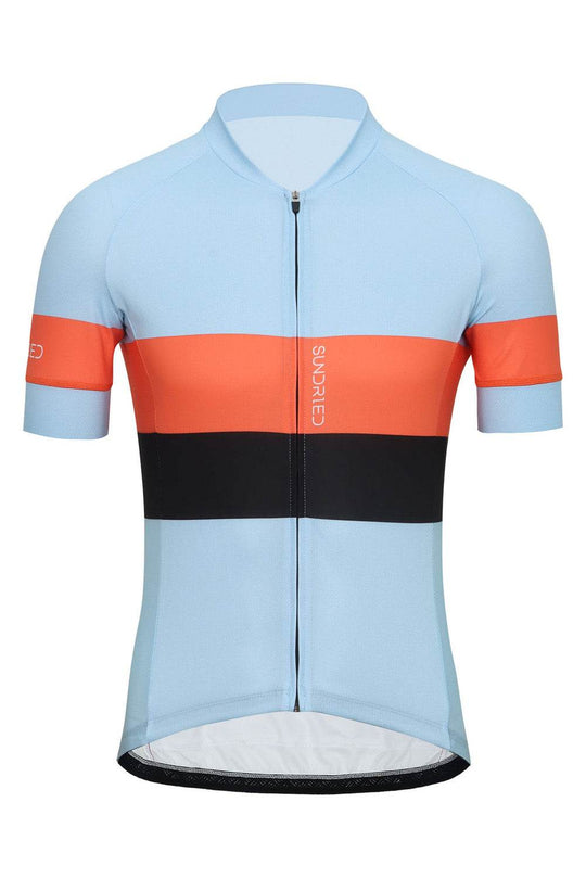 Sundried Sky Stripe Men's Short Sleeve Cycle Jersey Short Sleeve Jersey L Blue SD0488 L Sky Activewear