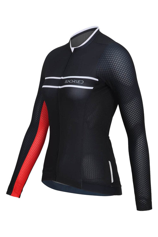 Sundried Pro Women's Black Long Sleeve Cycle Jersey Long Sleeve Jersey Activewear