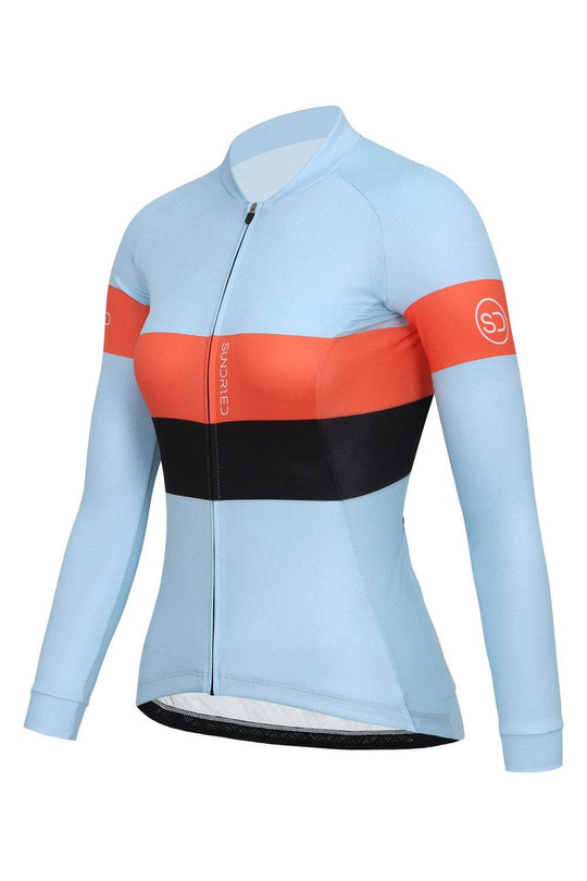 Sundried Sky Stripe Women's Long Sleeve Cycle Jersey Long Sleeve Jersey Activewear