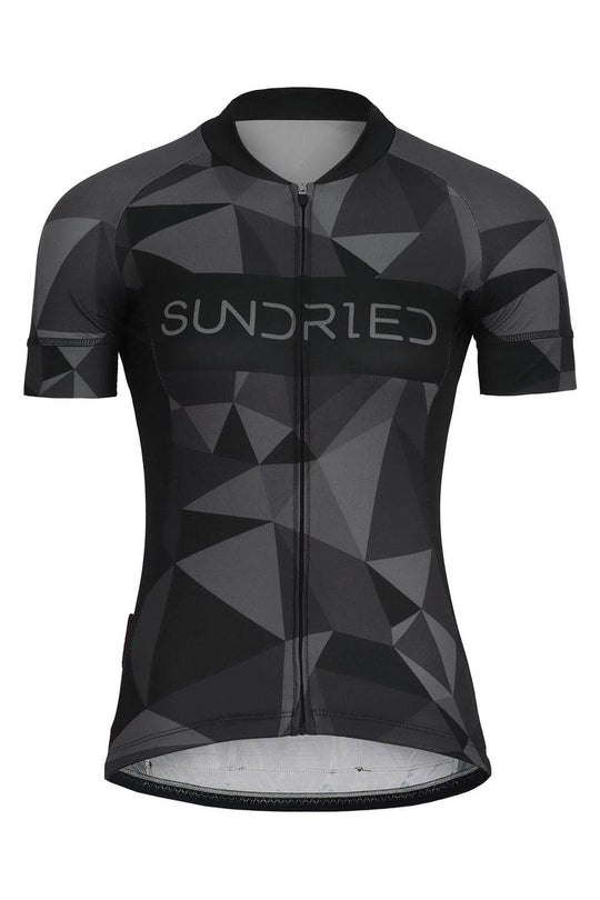 Sundried Geometric Women's Short Sleeve Training Cycle Jersey Short Sleeve Jersey L Black SD0459 L Black Activewear