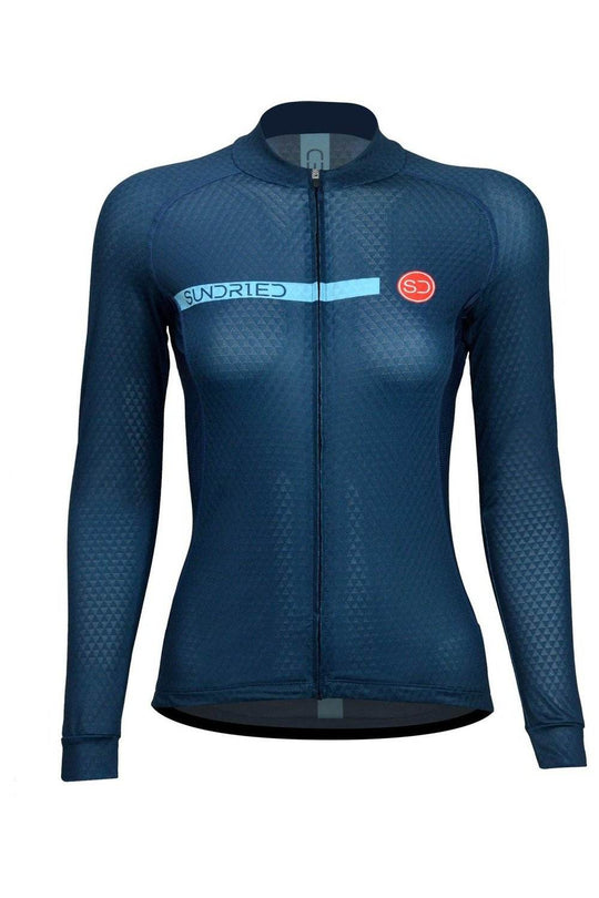 Sundried Velo Women's Long Sleeve Cycle Jersey Long Sleeve Jersey L Blue SD0105 L Blue Activewear