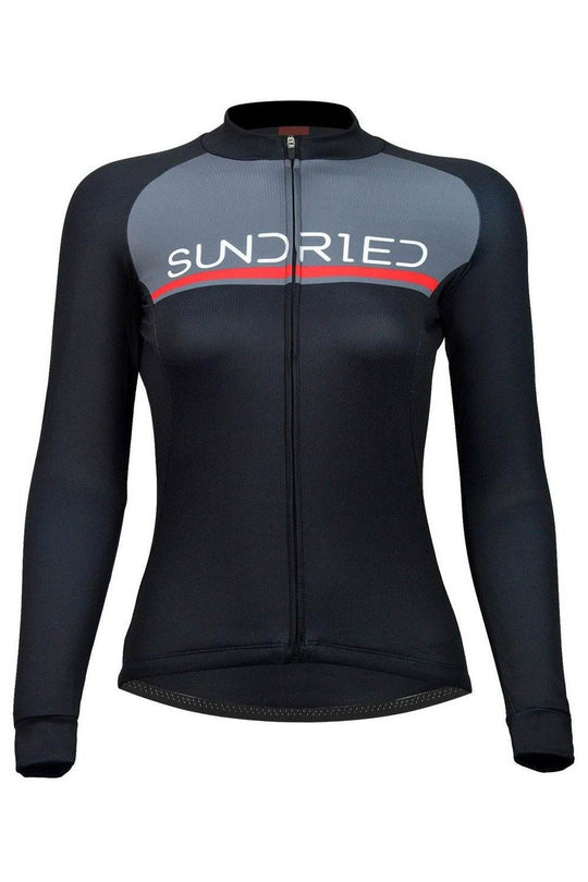 Sundried Rouleur Women's Long Sleeve Training Cycle Jersey Long Sleeve Jersey L Black SD0123 L Black Activewear