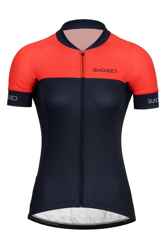 Sundried Retro Women's Short Sleeve Training Cycle Jersey Short Sleeve Jersey XS Red SD0466 XS Red Activewear