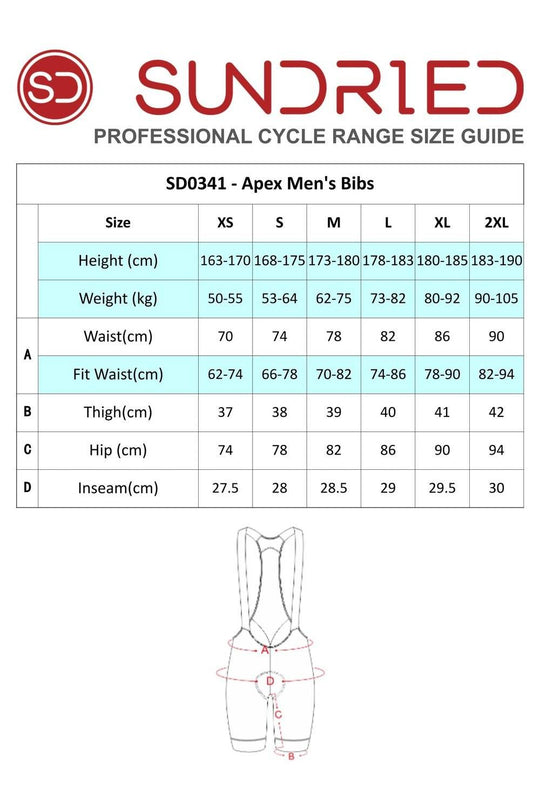 Sundried Apex Men's Bib Shorts Activewear