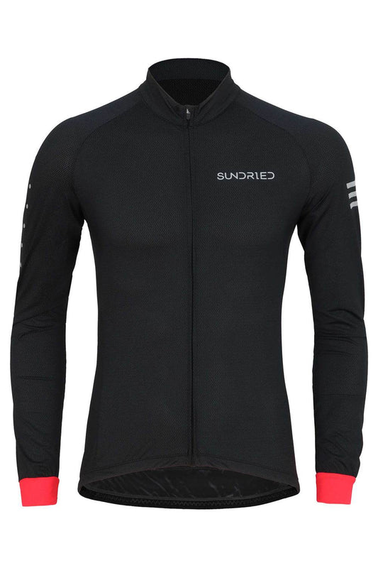 Sundried Apex Men's Long Sleeve Cycle Jersey Long Sleeve Jersey L Black SD0445 L Black Activewear