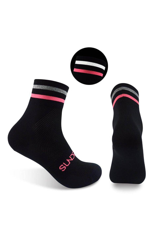 Sundried Cycle Socks Black w Reflective Stripe Cycle Socks L/XL Black SD0199 LXL Black Activewear