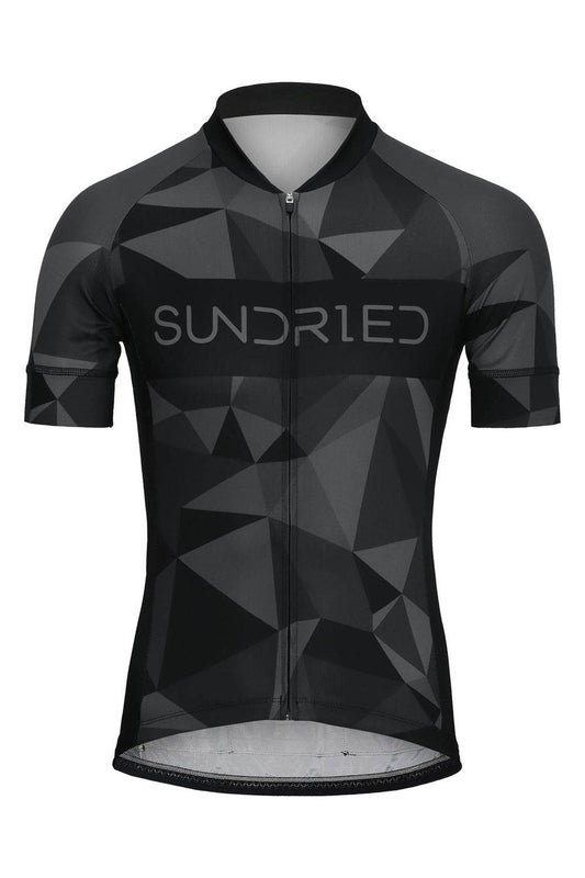 Sundried Geometric Men's Short Sleeve Training Cycle Jersey L Black SD0458 L Black Activewear