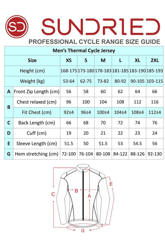 Sundried Men's Thermal Cycle Jersey Long Sleeve Jersey Activewear