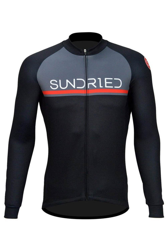 Sundried Peloton Men's Long Sleeve Cycle Jersey Long Sleeve Jersey L Black SD0109 L Black Activewear