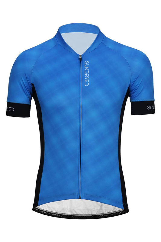 Sundried Plaid Men's Short Sleeve Training Cycle Jersey Short Sleeve Jersey L Blue SD0456 L Blue Activewear