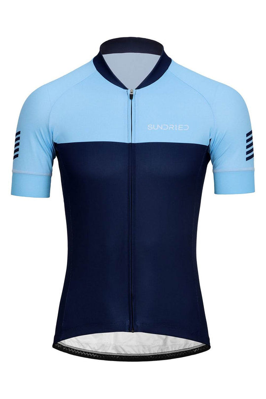 Sundried Retro Men's Short Sleeve Training Cycle Jersey Short Sleeve Jersey L Blue SD0465 L Blue Activewear