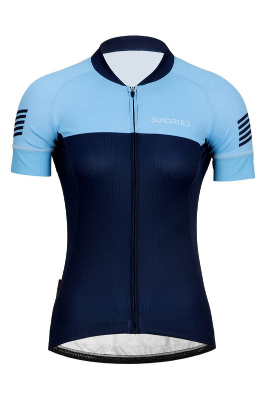 Sundried Retro Women's Short Sleeve Training Cycle Jersey Short Sleeve Jersey L Blue SD0466 L Blue Activewear