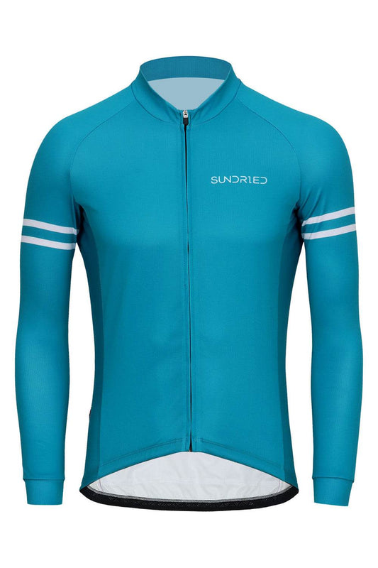 Sundried Turquoise Men's Long Sleeve Cycle Jersey Long Sleeve Jersey L Turquoise SD0483 L Turquoise Activewear