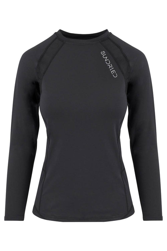 Sundried Women's Mesh Back Compression Style Top Baselayer L Black SD0455 L Black Activewear